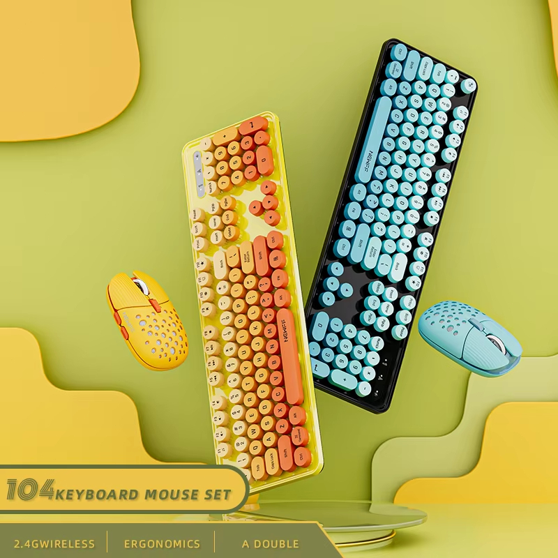 Retro Gaming Kc - لوحة مفاتيح وماوس لاسلكي بتردد 2.4