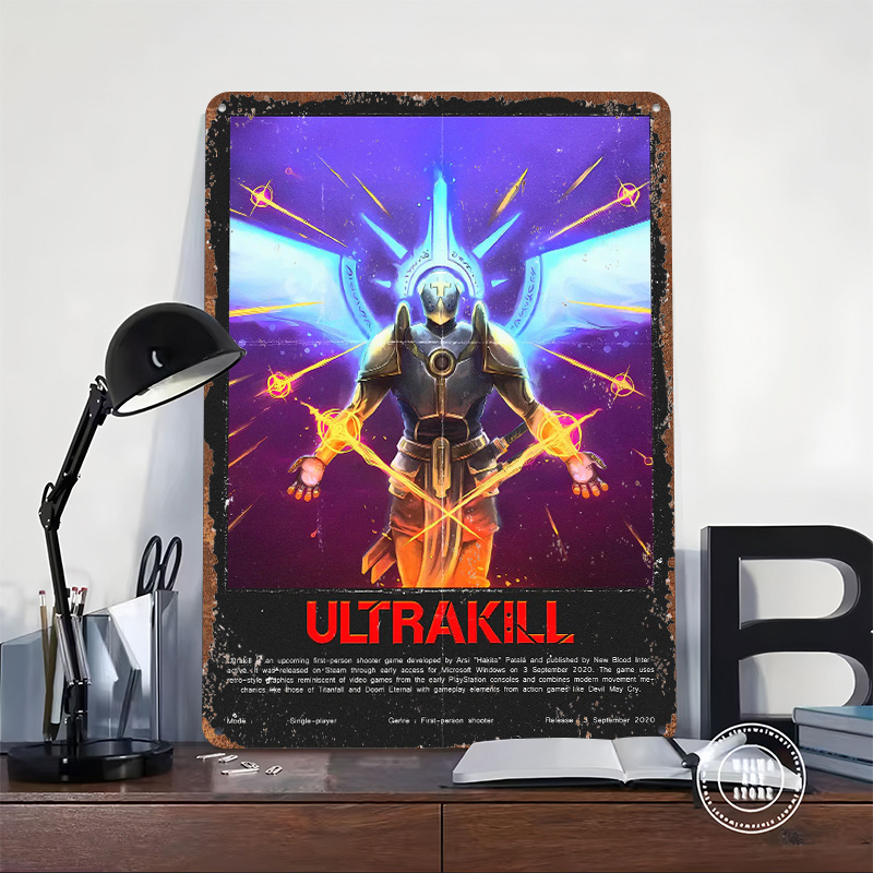 Ultrakill Game ملصق معدني مخصص - مراجعة Retro Gaming Bar وسعره